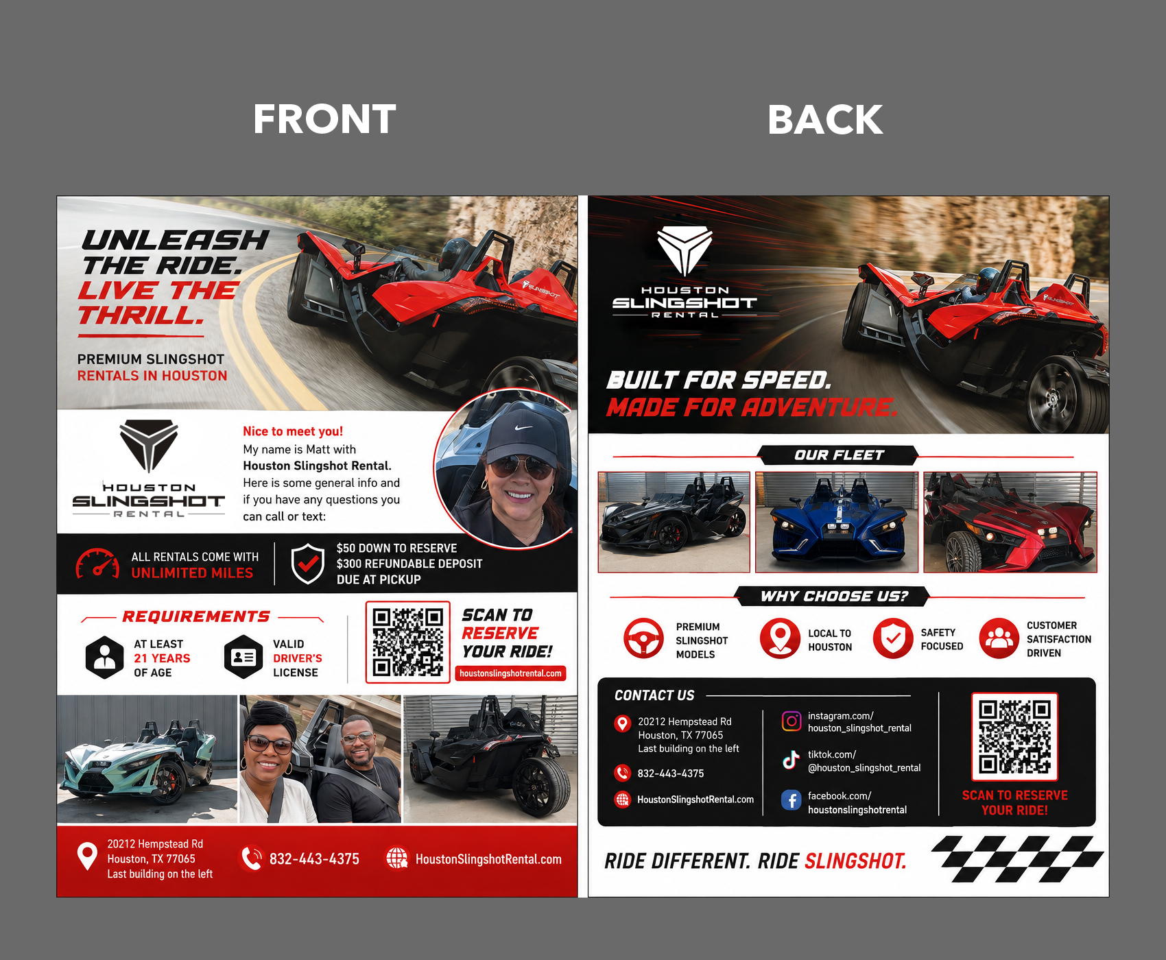 Flyer Design by partha 4 for Houston Slingshot Rental | Design #37592353