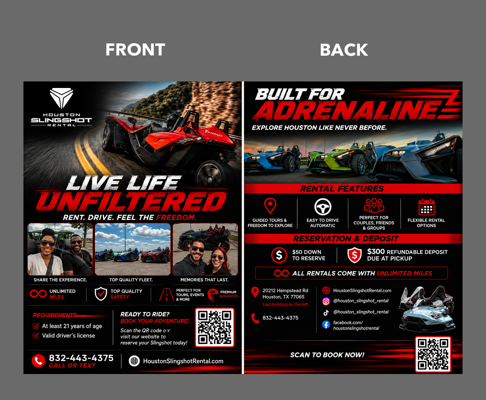 Flyer Design by partha 4 for Houston Slingshot Rental | Design #37592354