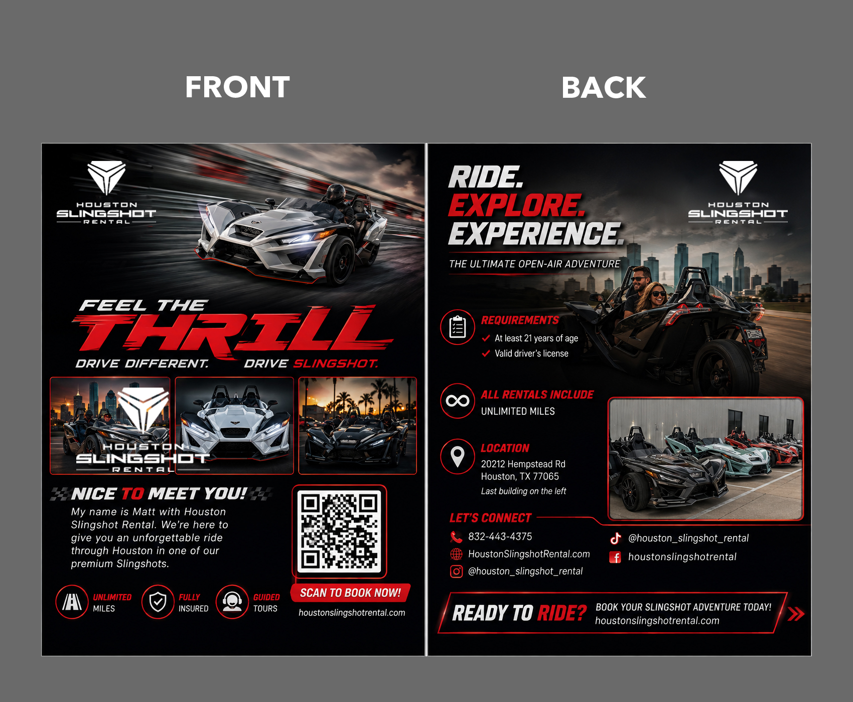 Flyer Design by partha 4 for Houston Slingshot Rental | Design #37592358