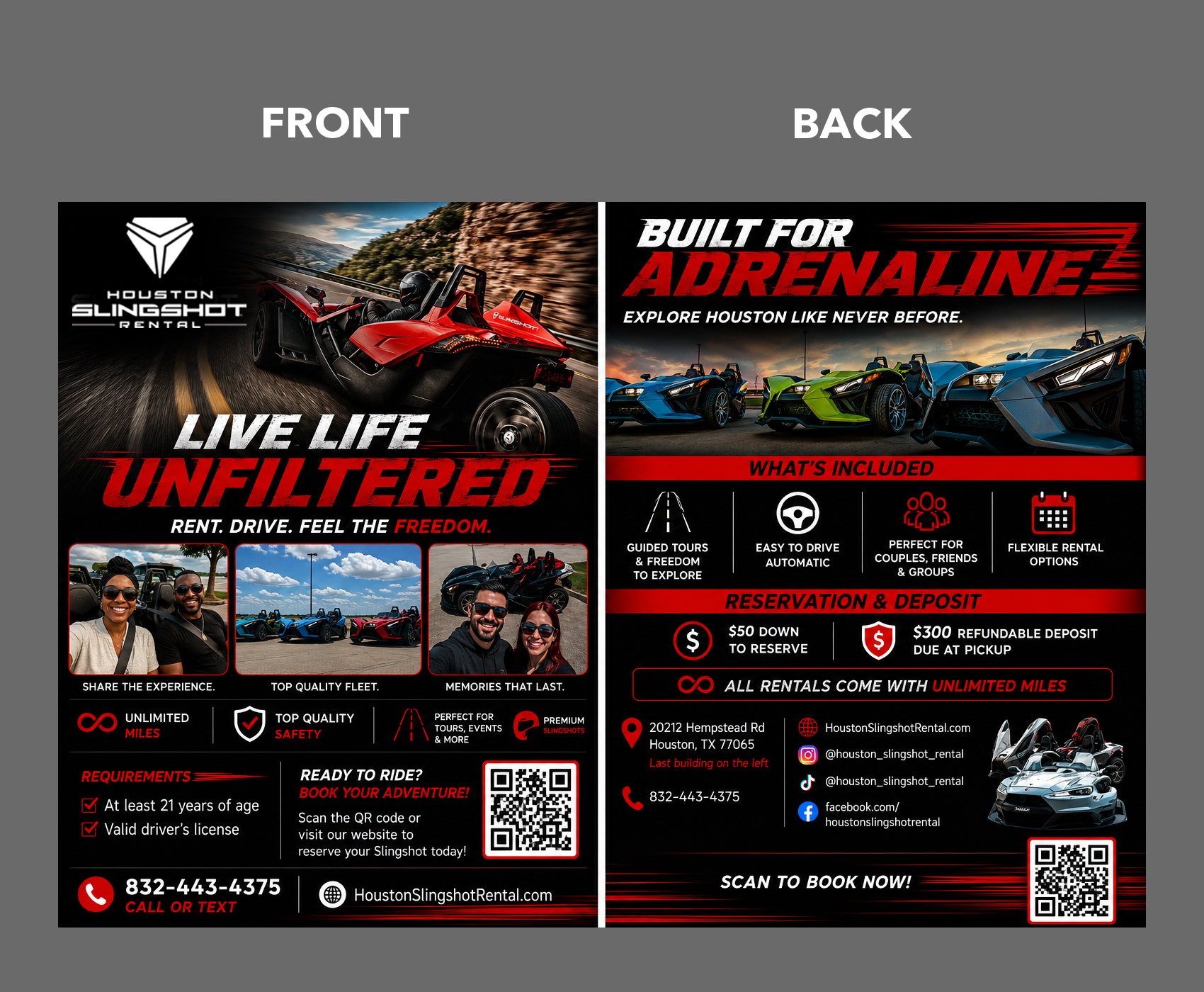 Flyer Design by partha 4 for Houston Slingshot Rental | Design #37592360