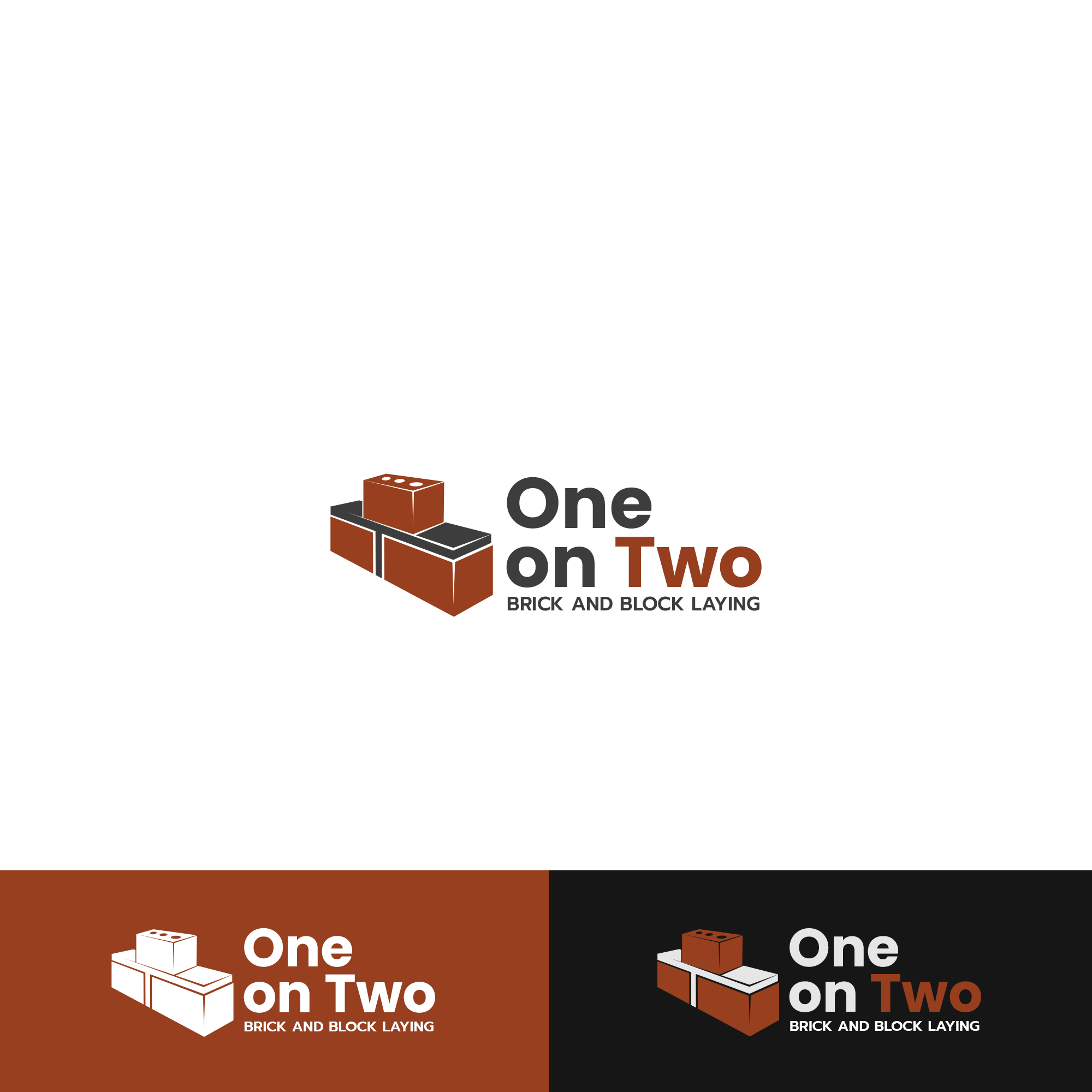 Logo Design by King Cozy for One on Two Brick and Block Laying | Design #37593383