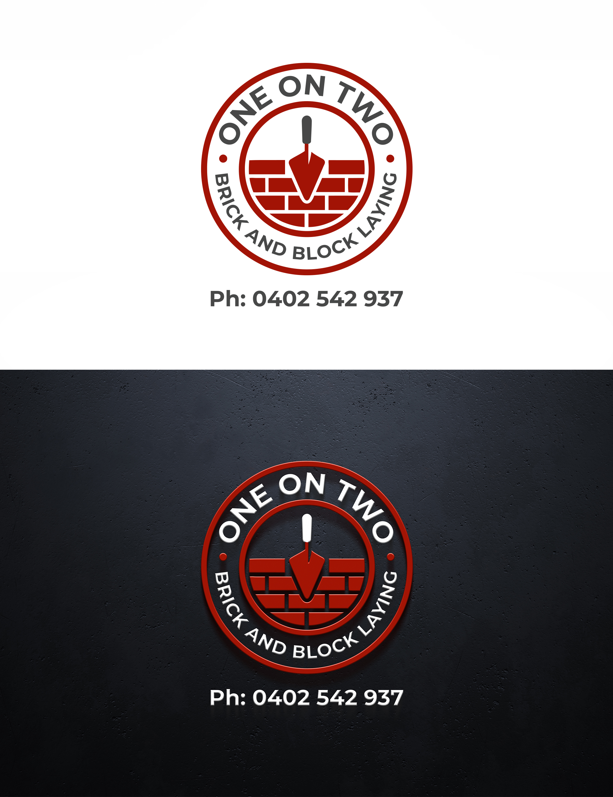 Logo-Design von Visionary Creations für One on Two Brick and Block Laying | Design #37720058