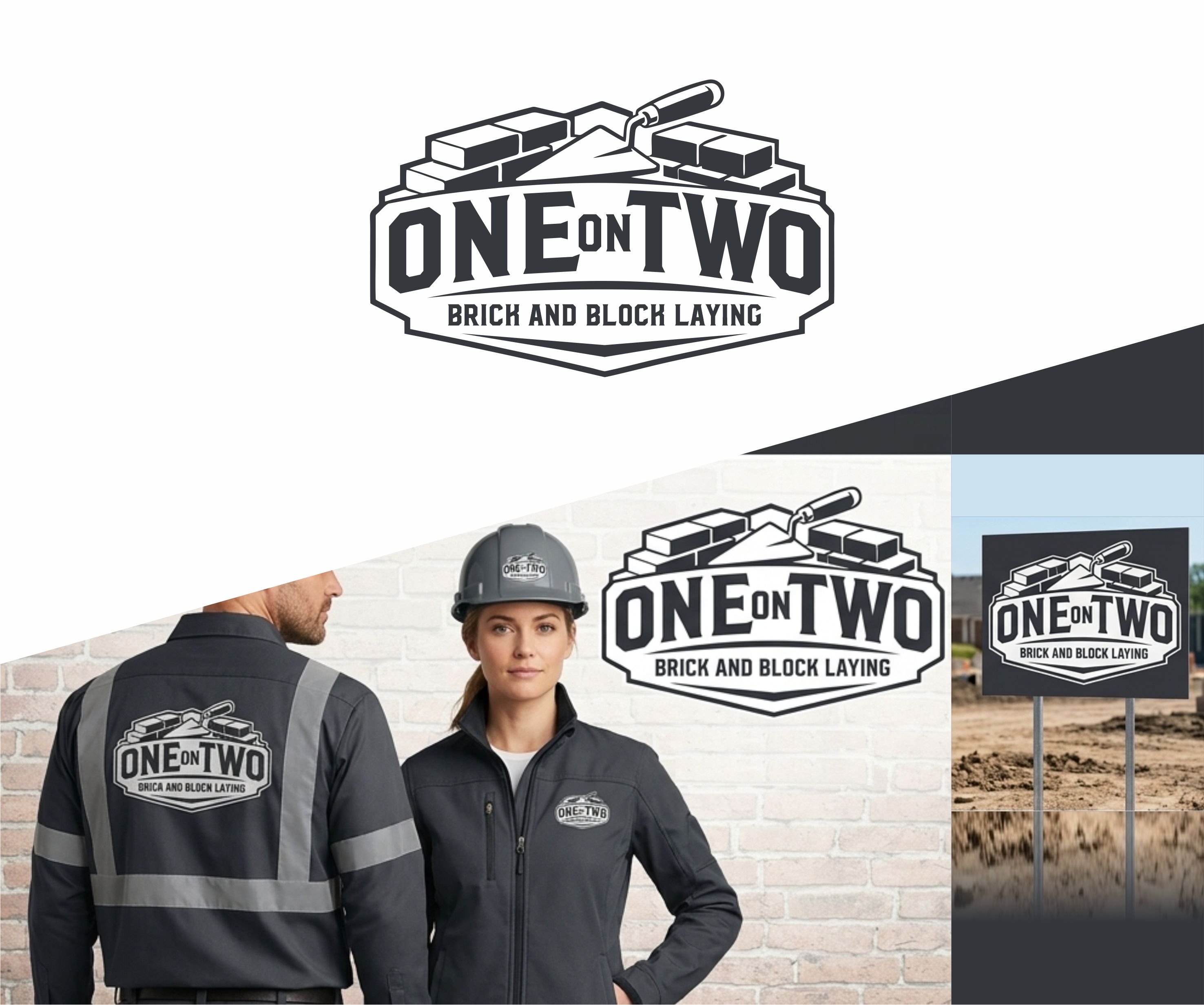 Logo Design by alkaline for One on Two Brick and Block Laying | Design #37583741