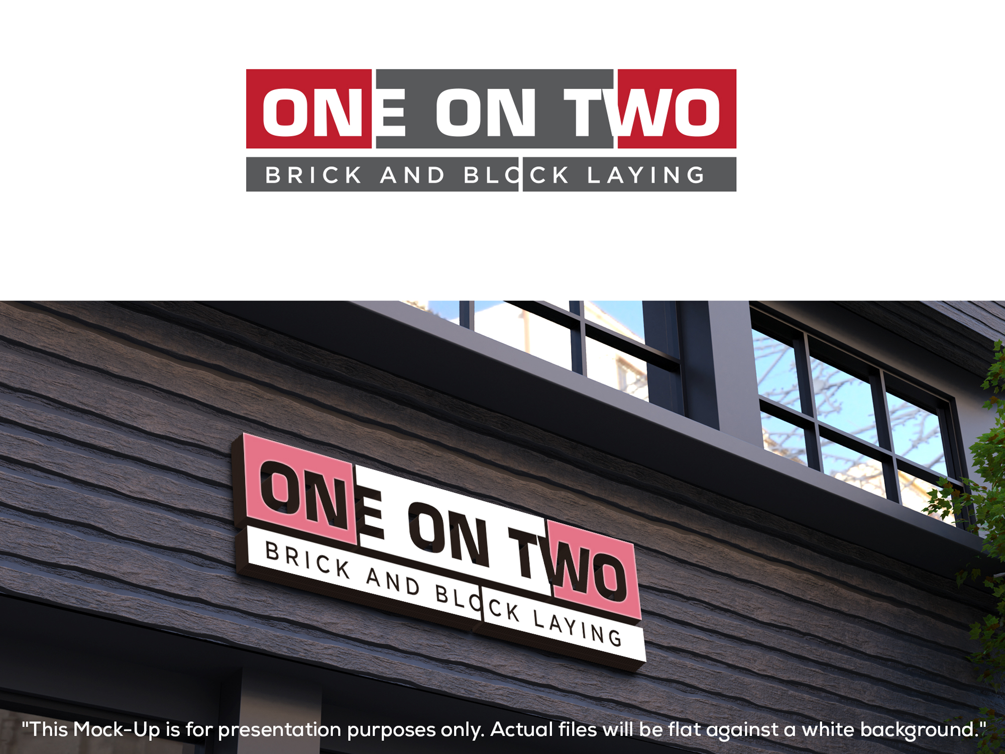 Logo Design by Kavth for One on Two Brick and Block Laying | Design #37592487