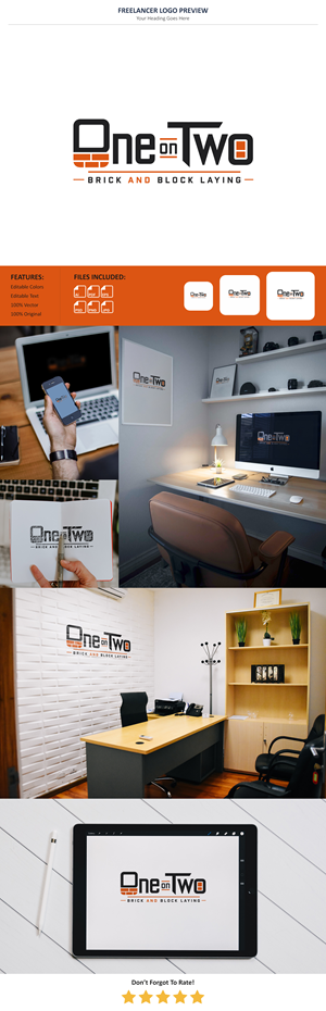 Logo Design by Pixel Signature for One on Two Brick and Block Laying | Design: #37591864