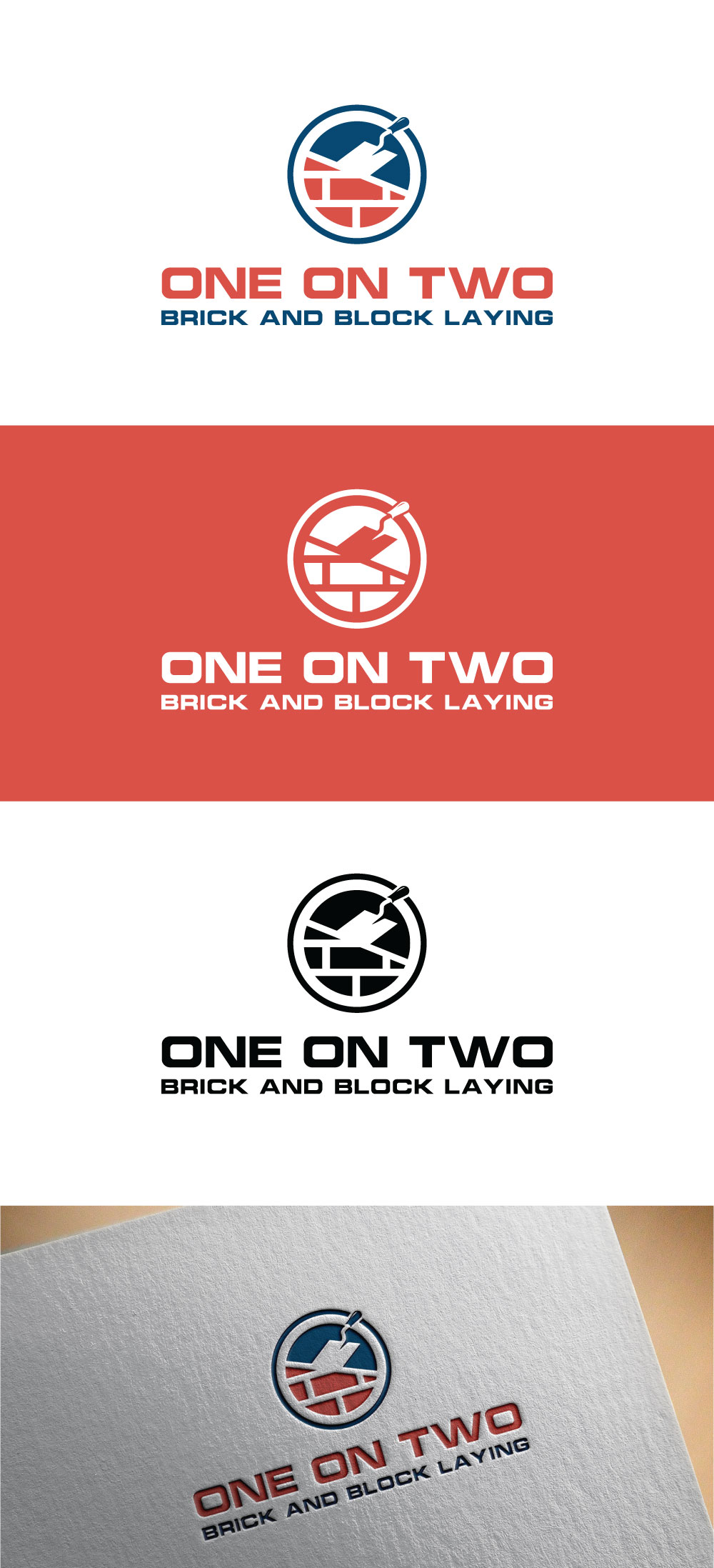 Logo Design by Design pixel for One on Two Brick and Block Laying | Design #37586064