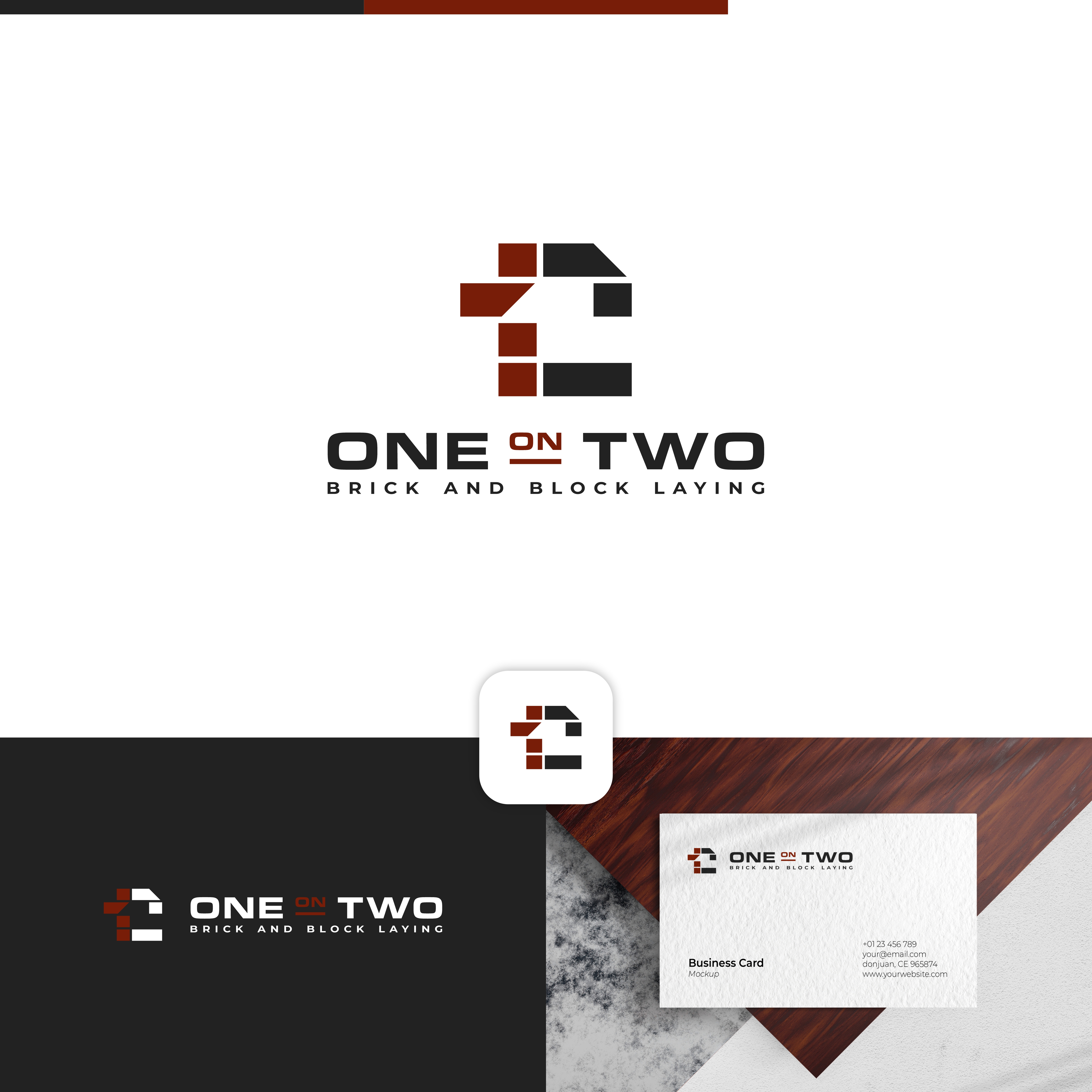 Logo Design by Dell_a.Design for One on Two Brick and Block Laying | Design #37586541