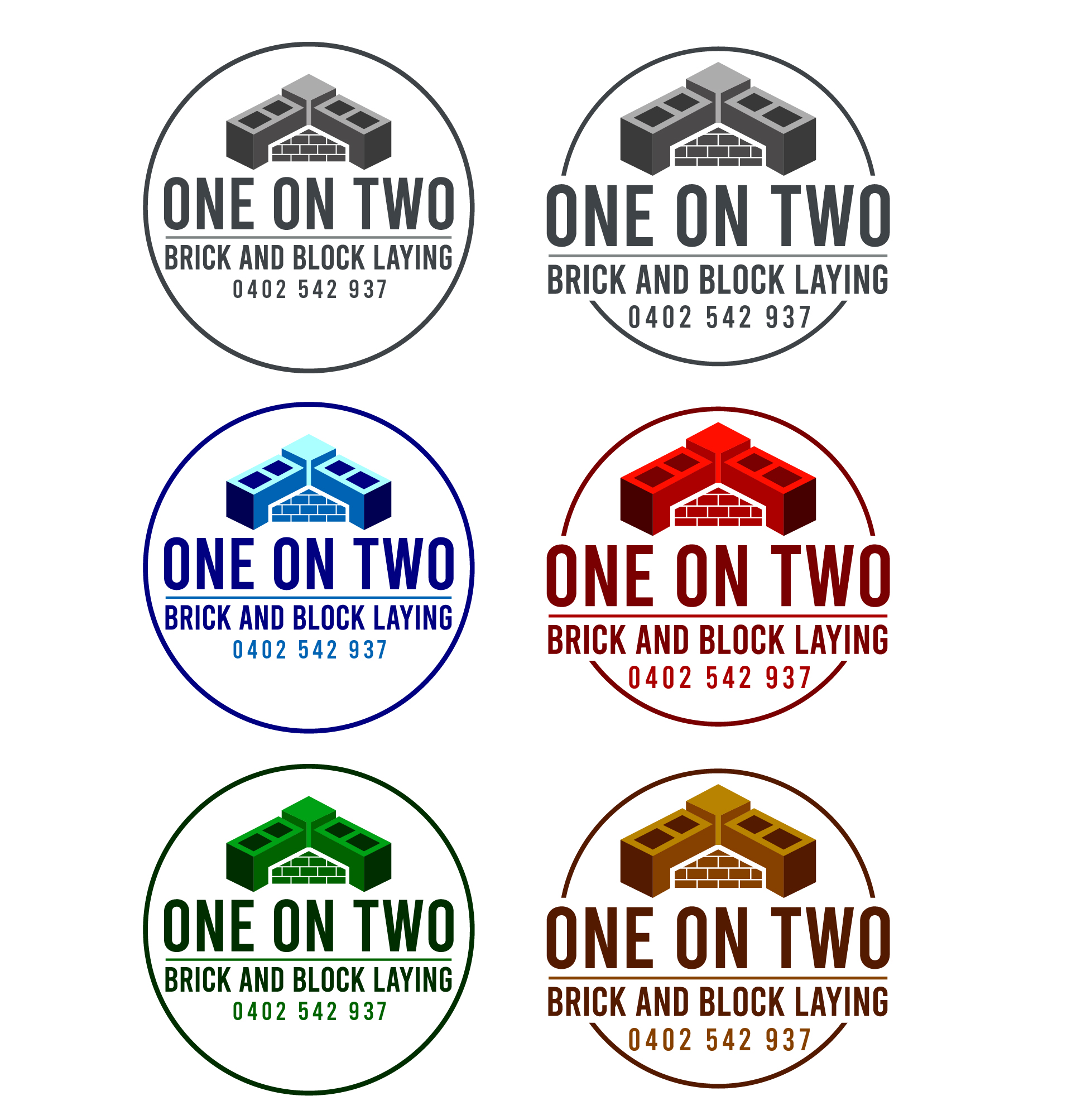 Logo-Design von Asif  Maqsood für One on Two Brick and Block Laying | Design #37719956