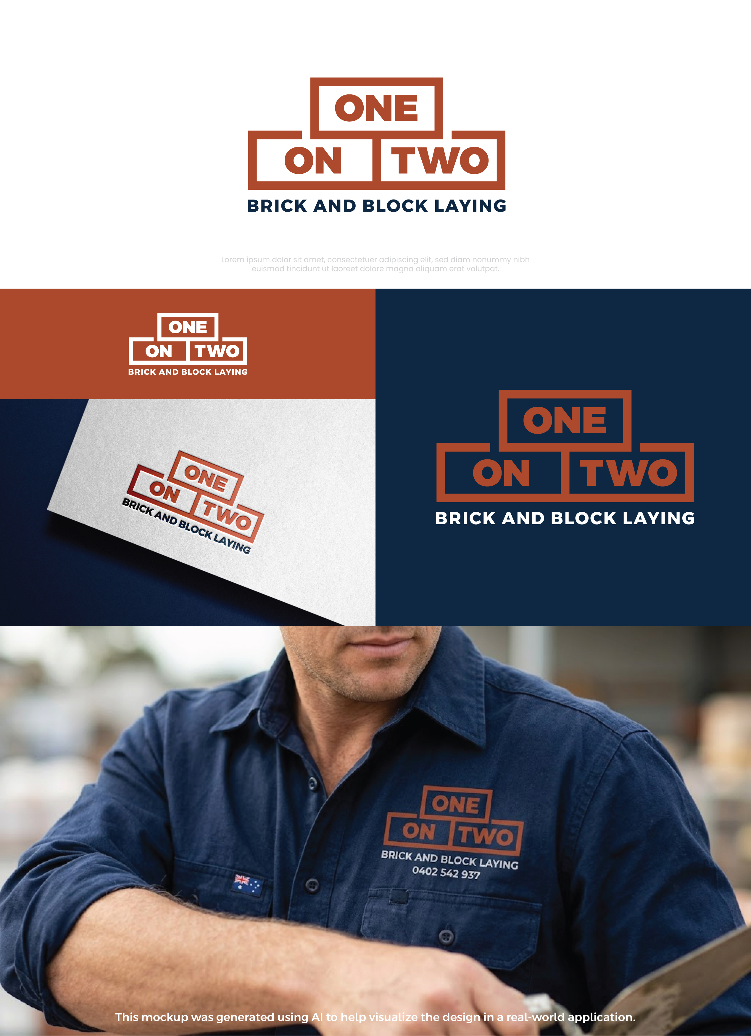Logo Design by fue for One on Two Brick and Block Laying | Design #37592894