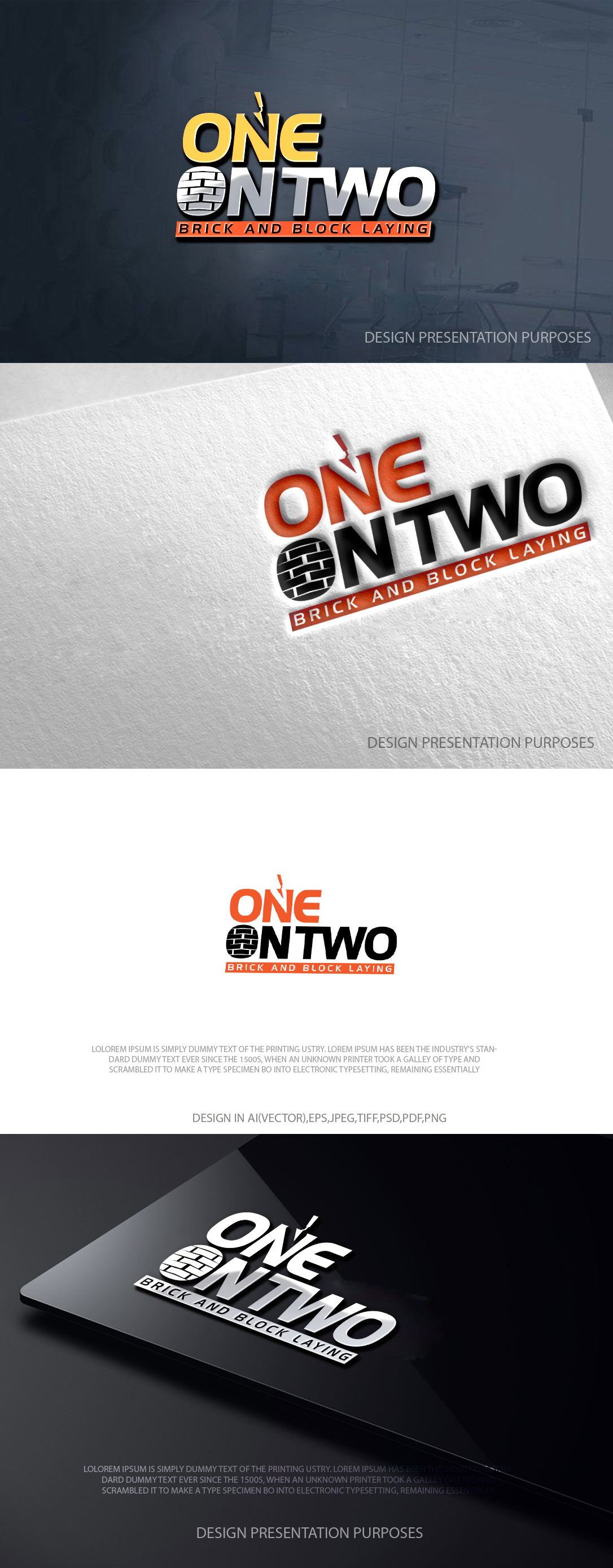 Design de Logo par zebronicgraphic pour One on Two Brick and Block Laying | Design #37583887
