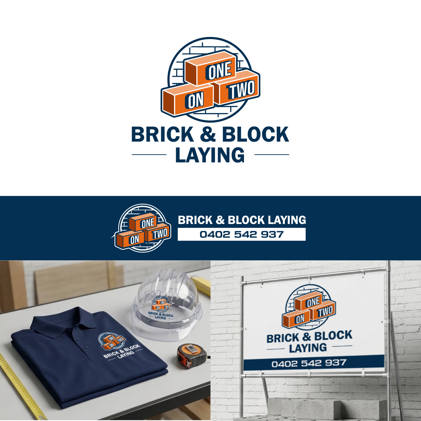 Logo Design by Radsky17 for One on Two Brick and Block Laying | Design #37593270