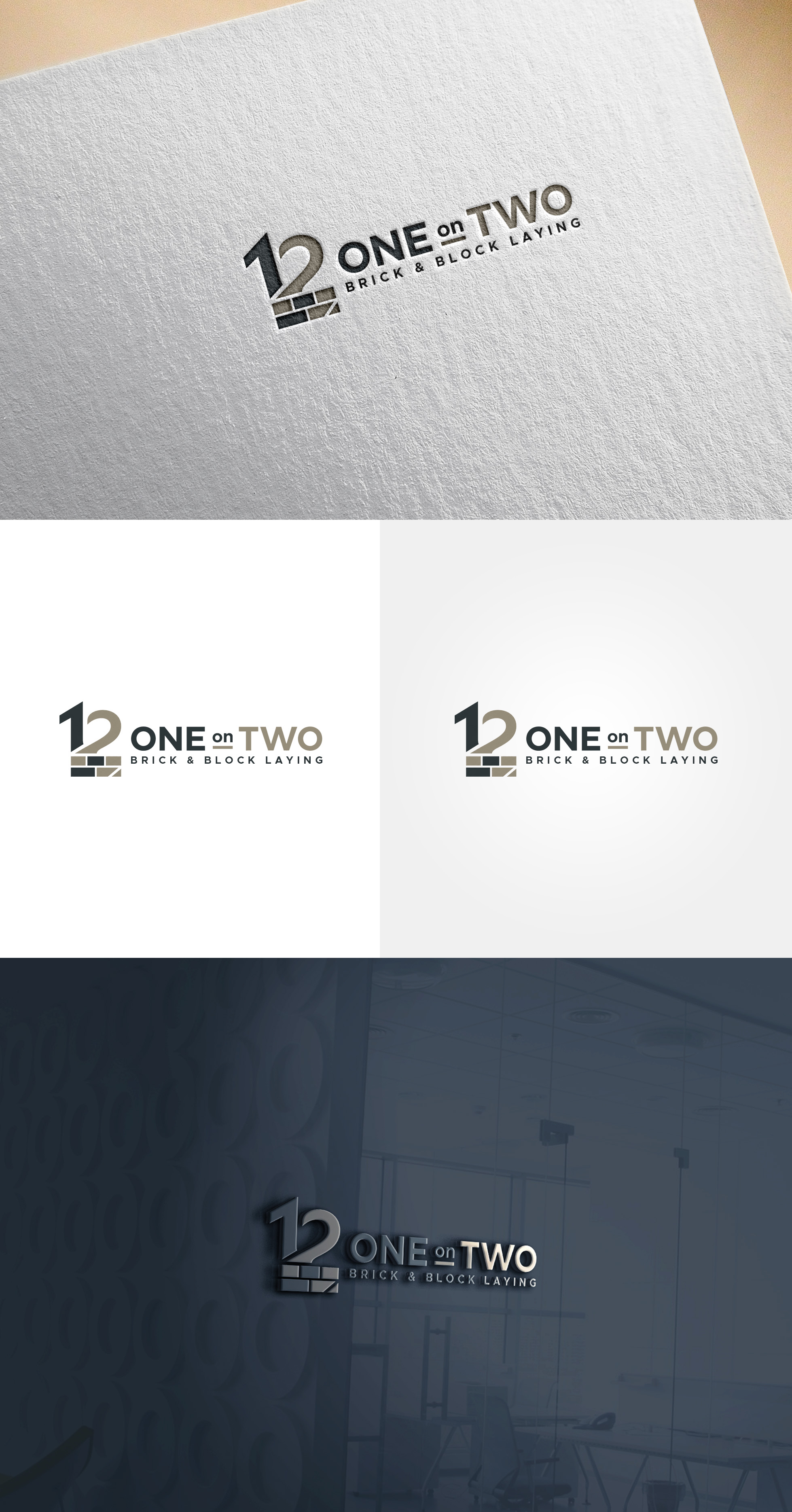 Logo Design by Soonia for One on Two Brick and Block Laying | Design #37584438