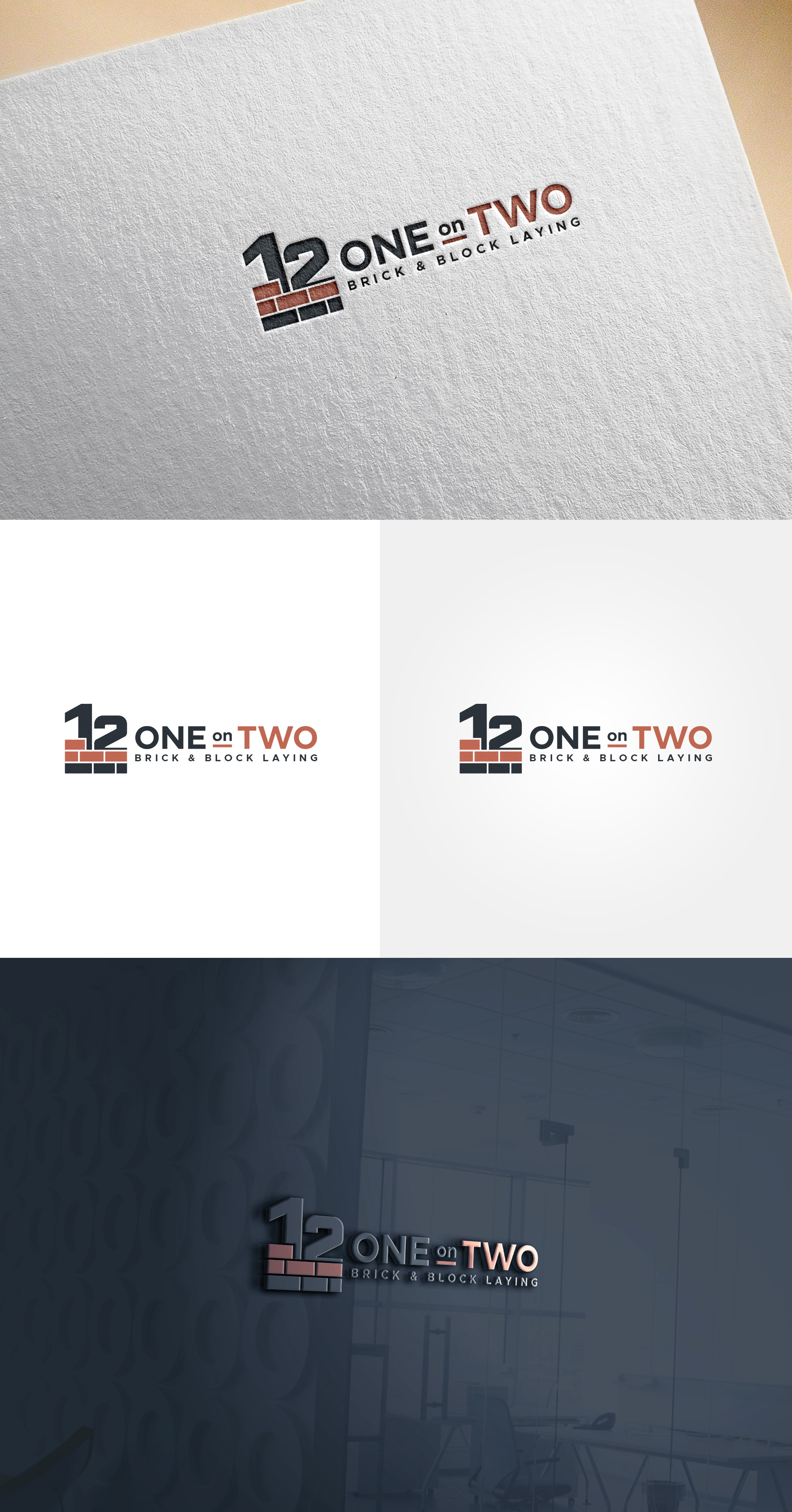 Logo Design by Soonia for One on Two Brick and Block Laying | Design #37584439