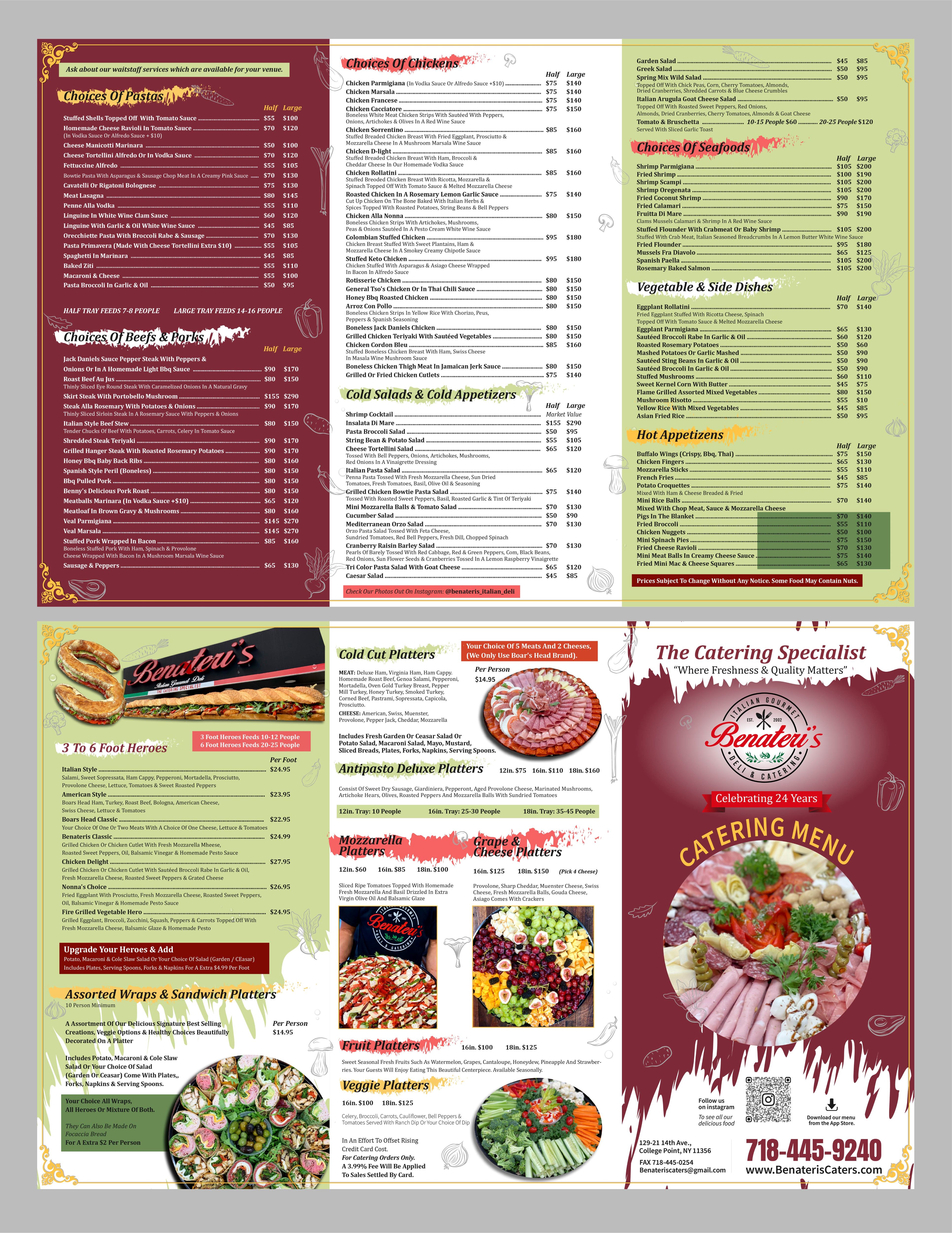 Menu Design by Fine Graphics House for benateri's Itslisn gourmet deli & catering  | Design #37652491