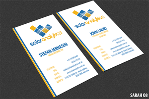 Business Card Design by Sarah Haroon for Solar Analytics | Design: #3122385