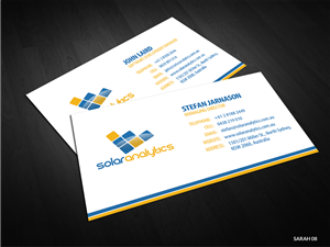 Business Card Design by Sarah Haroon for Solar Analytics | Design: #3126404