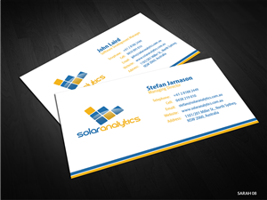 Business Card Design by Sarah Haroon for Solar Analytics | Design: #3126438