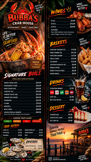 TV Menu For Seafood Restaurant