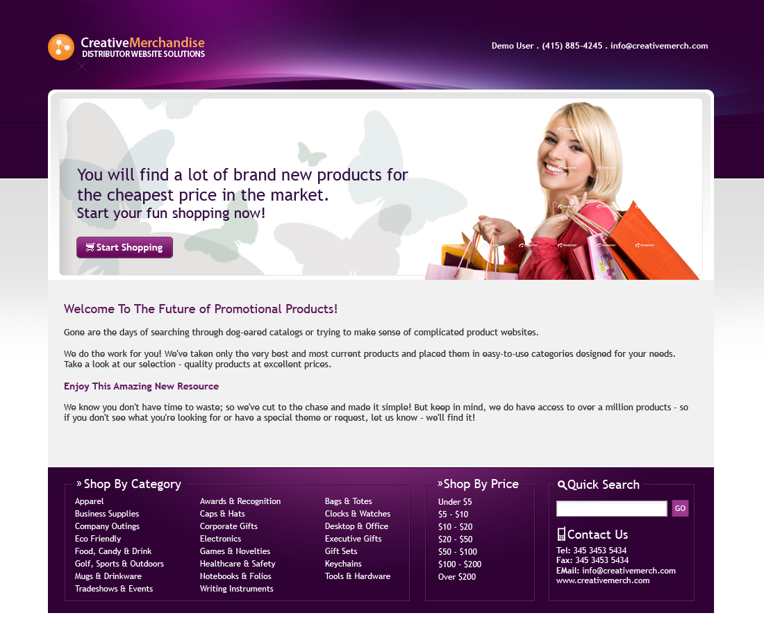 Web Design by Sky Ram for Creative Merchandise | Design #71053