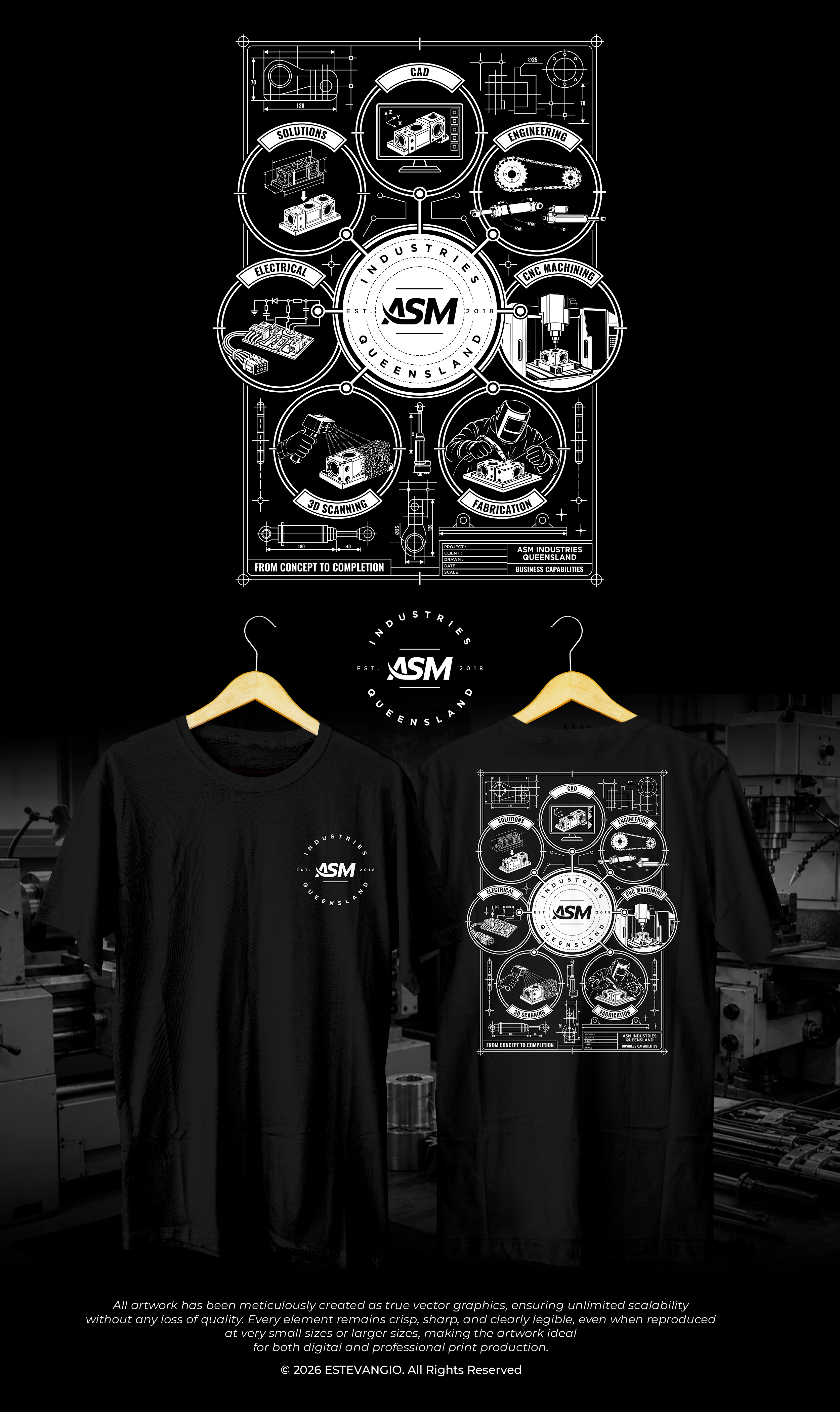 Diseño de Camiseta por estevangio para ASM Industries | Diseño #37757007