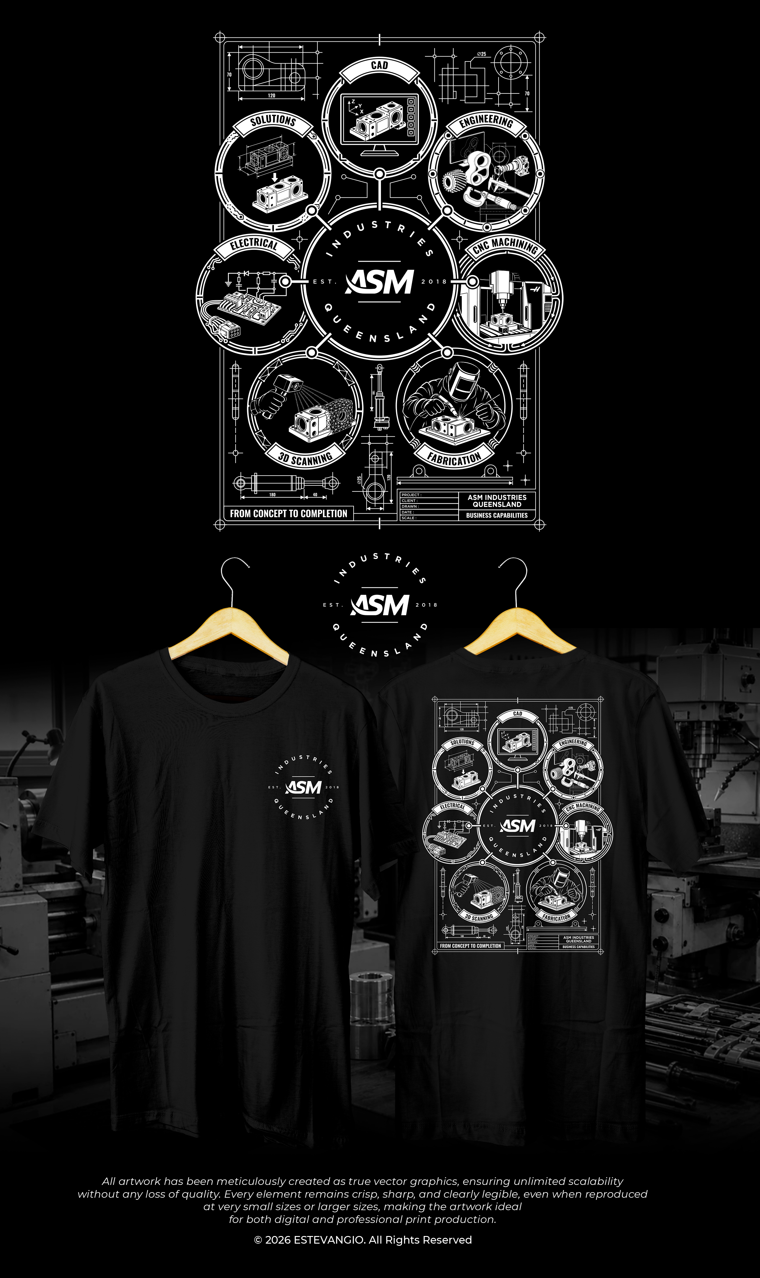 Diseño de Camiseta por estevangio para ASM Industries | Diseño #37806364