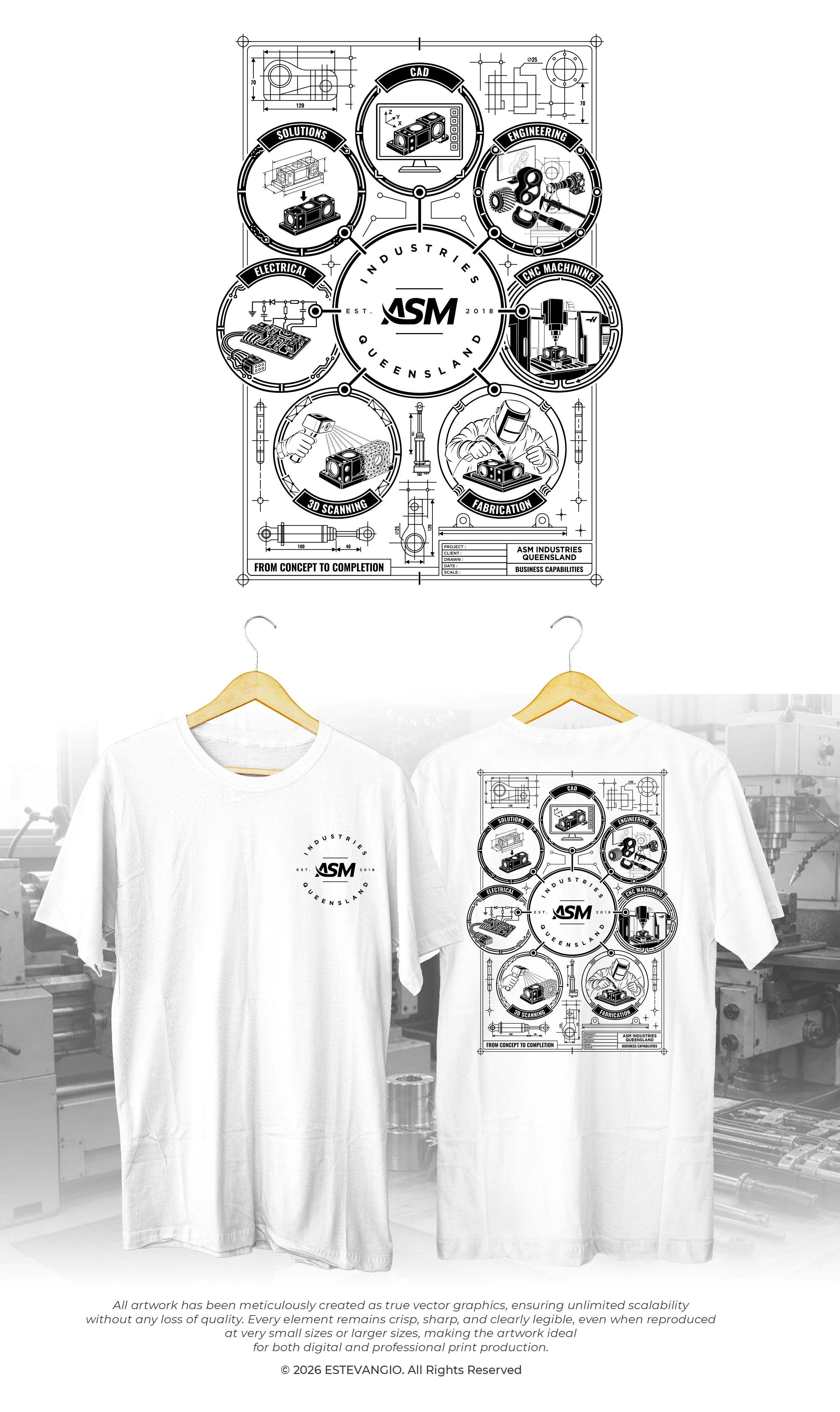 Diseño de Camiseta por estevangio para ASM Industries | Diseño #37806366