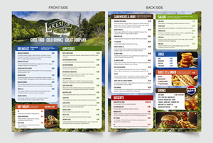 Menu Design by Graphic Guy for Lakeside Bar | Design #37788443