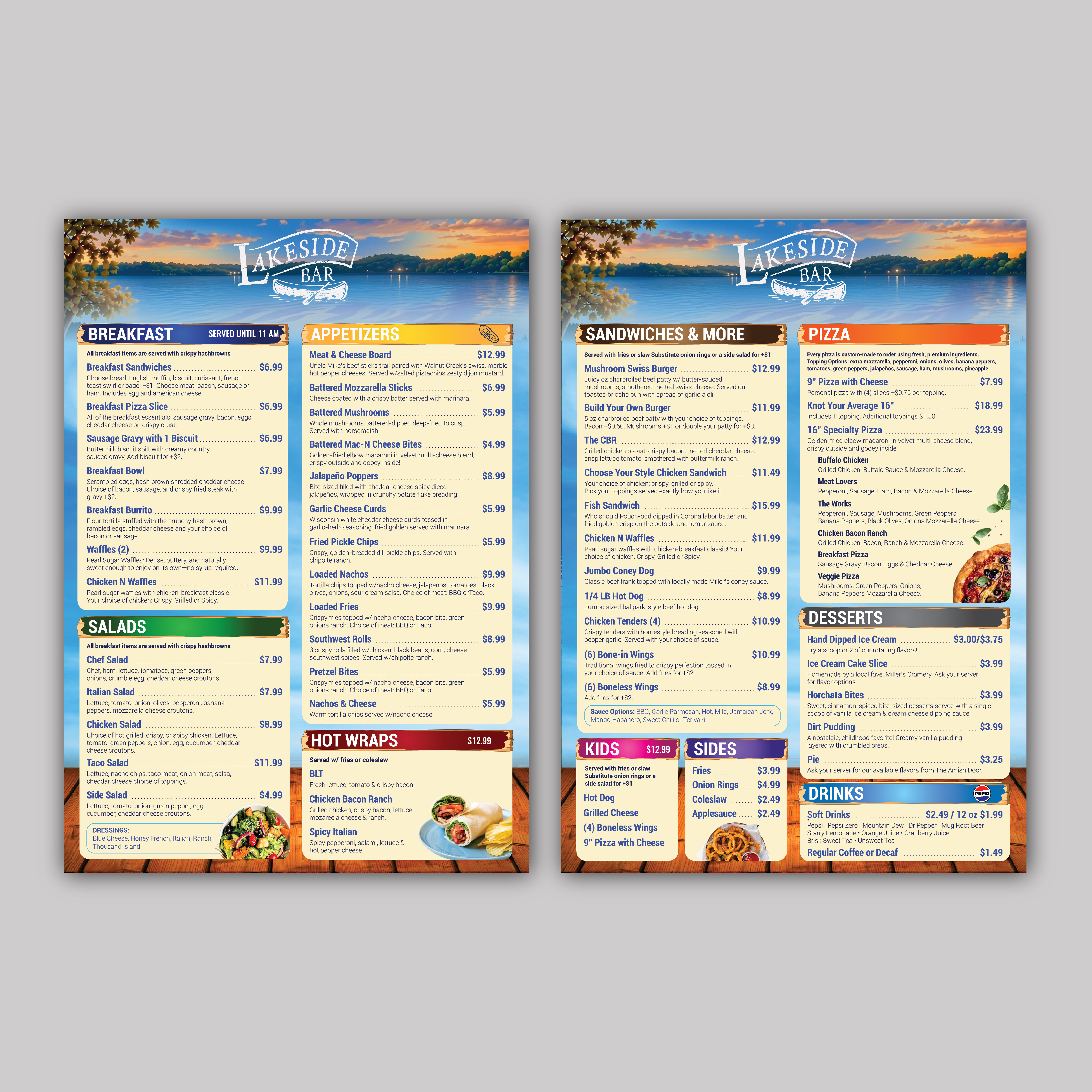 Menu Design by Bidita Saha for Lakeside Bar | Design #37785119