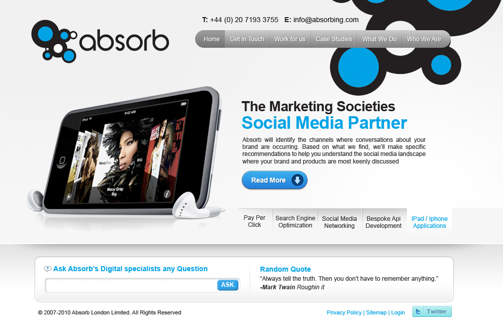 Web Design by Sky Ram for Absorb London | Design #70579