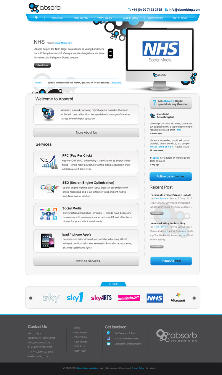 Diseño Web por weathered83 para Absorb London | Diseño #69870
