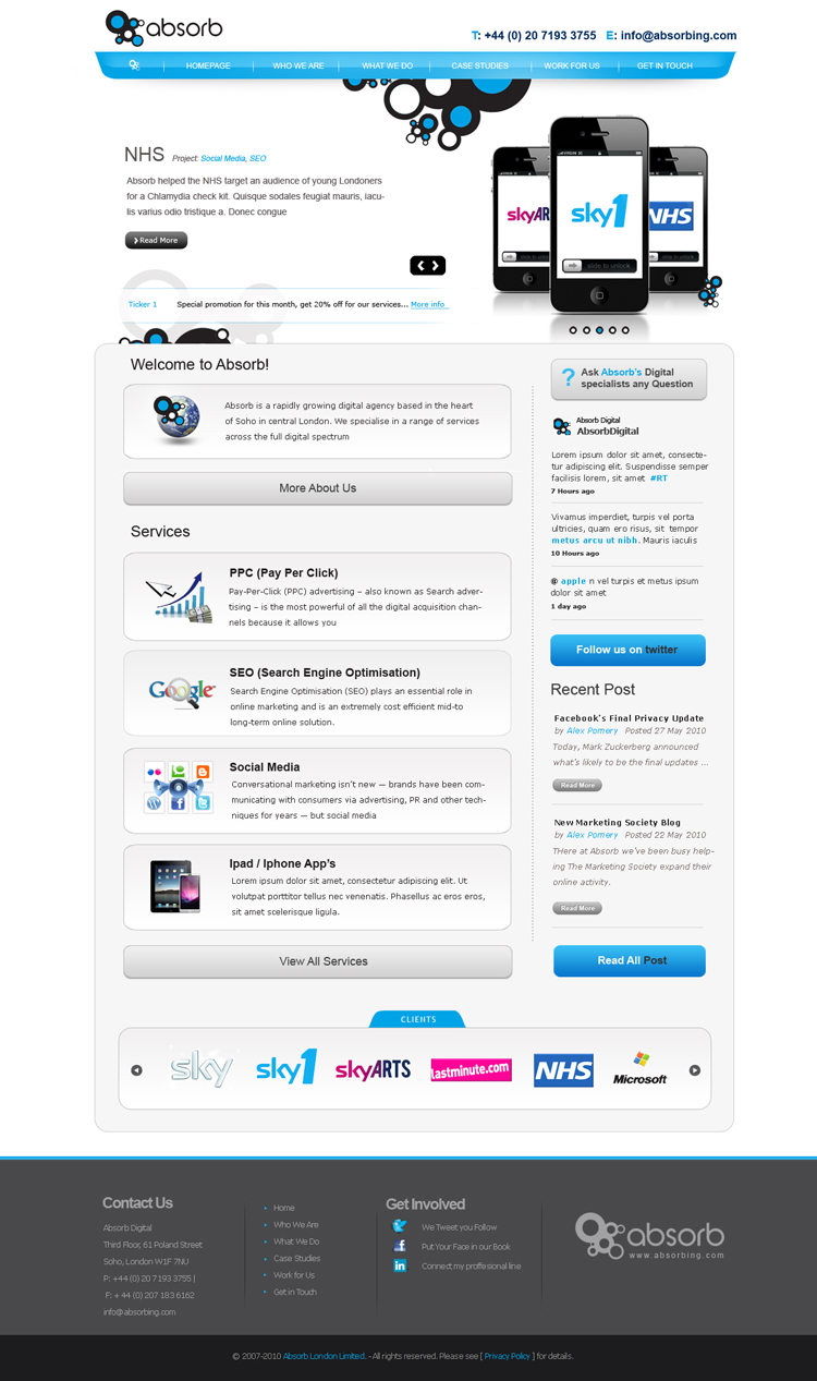 Diseño Web por weathered83 para Absorb London | Diseño #70523