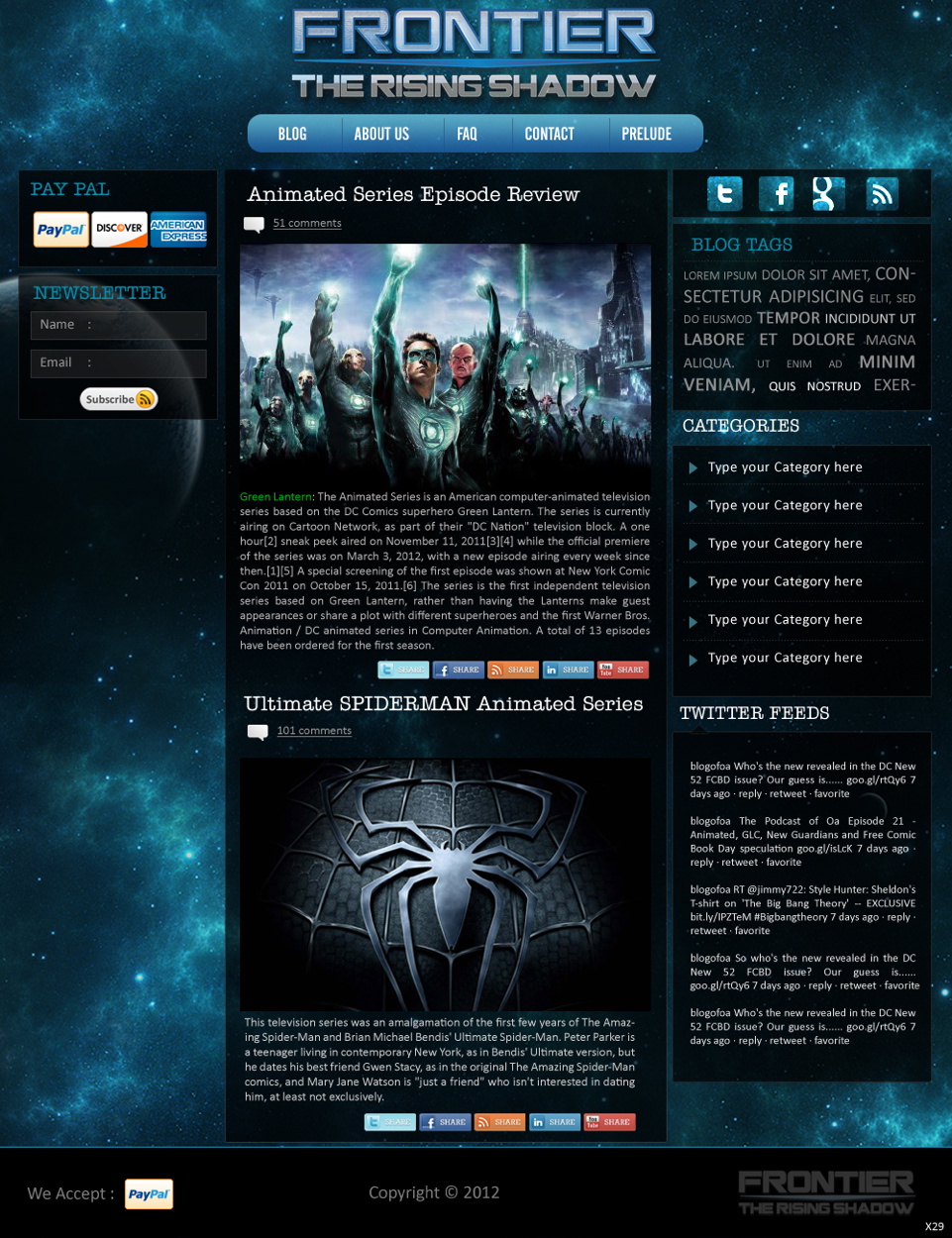 Wordpress Design by pb for Frontier Animation Studios LTD | Design #779571