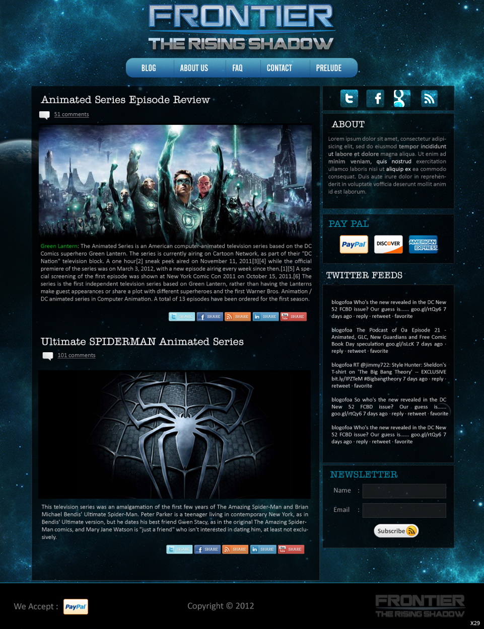 Wordpress Design by pb for Frontier Animation Studios LTD | Design #779573