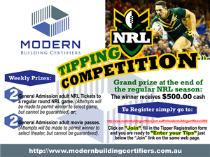 Modern Building Certifiers - NRL Tipping Competition Flyer | Diseño de Flyer por The Freelance Designer