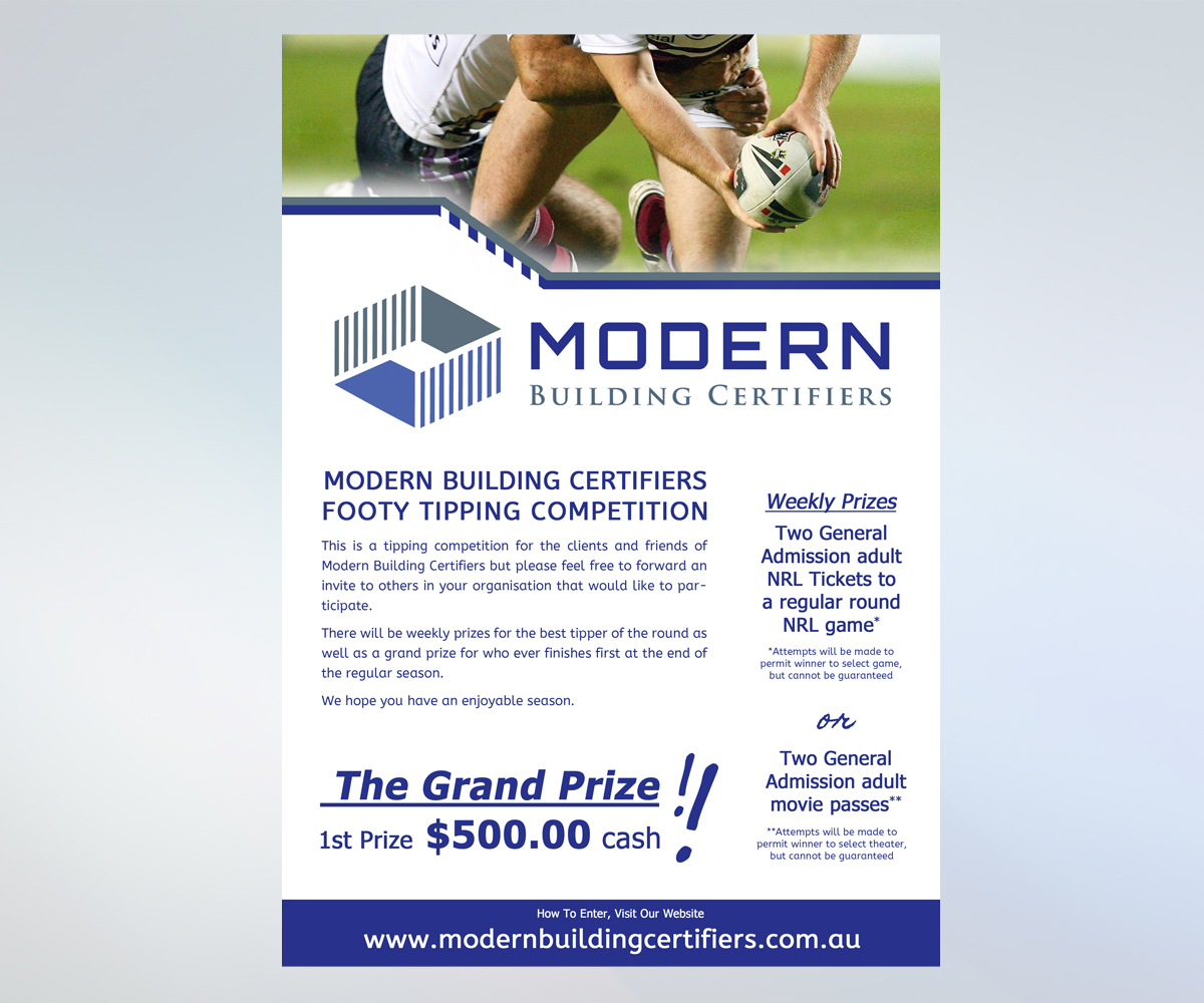 Diseño de Flyer por Danny Augustinus, S.Des para Modern Building Certifiers | Diseño #3138361