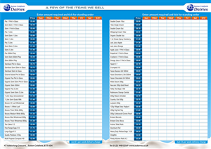 Price list for milkman