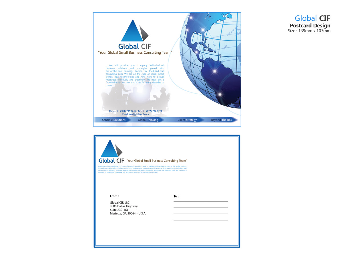 Postcard Design by MicroZ for Global CIF, LLC | Design #3198527