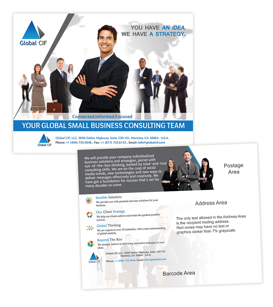 Postcard Design by creationz2011 for Global CIF, LLC | Design #3273776