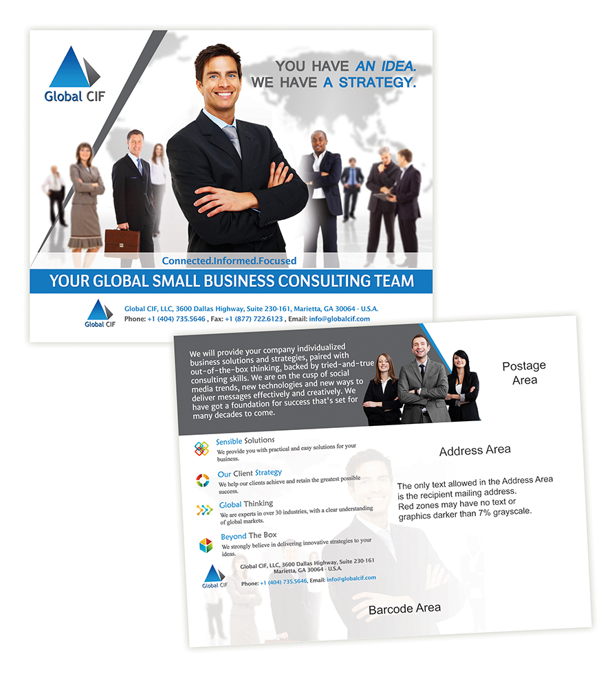 Postcard Design by creationz2011 for Global CIF, LLC | Design #3303841