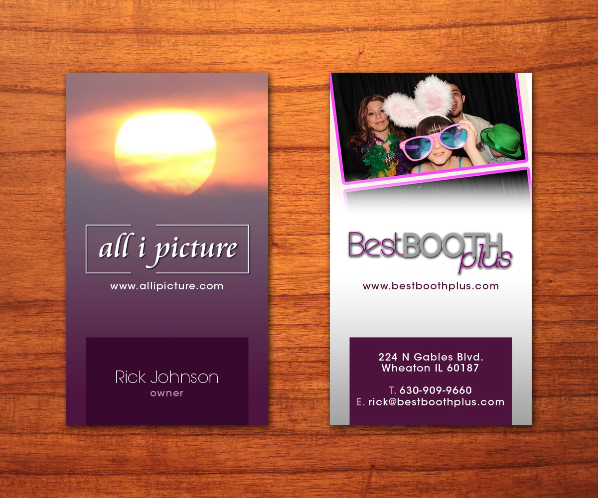 Business Card Design by Toblindfoldher Graphic Design for all i picture & Best Booth Plus | Design #3168337