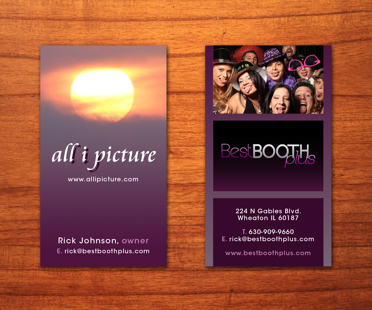 Business Card Design by Toblindfoldher Graphic Design for all i picture & Best Booth Plus | Design #3168371