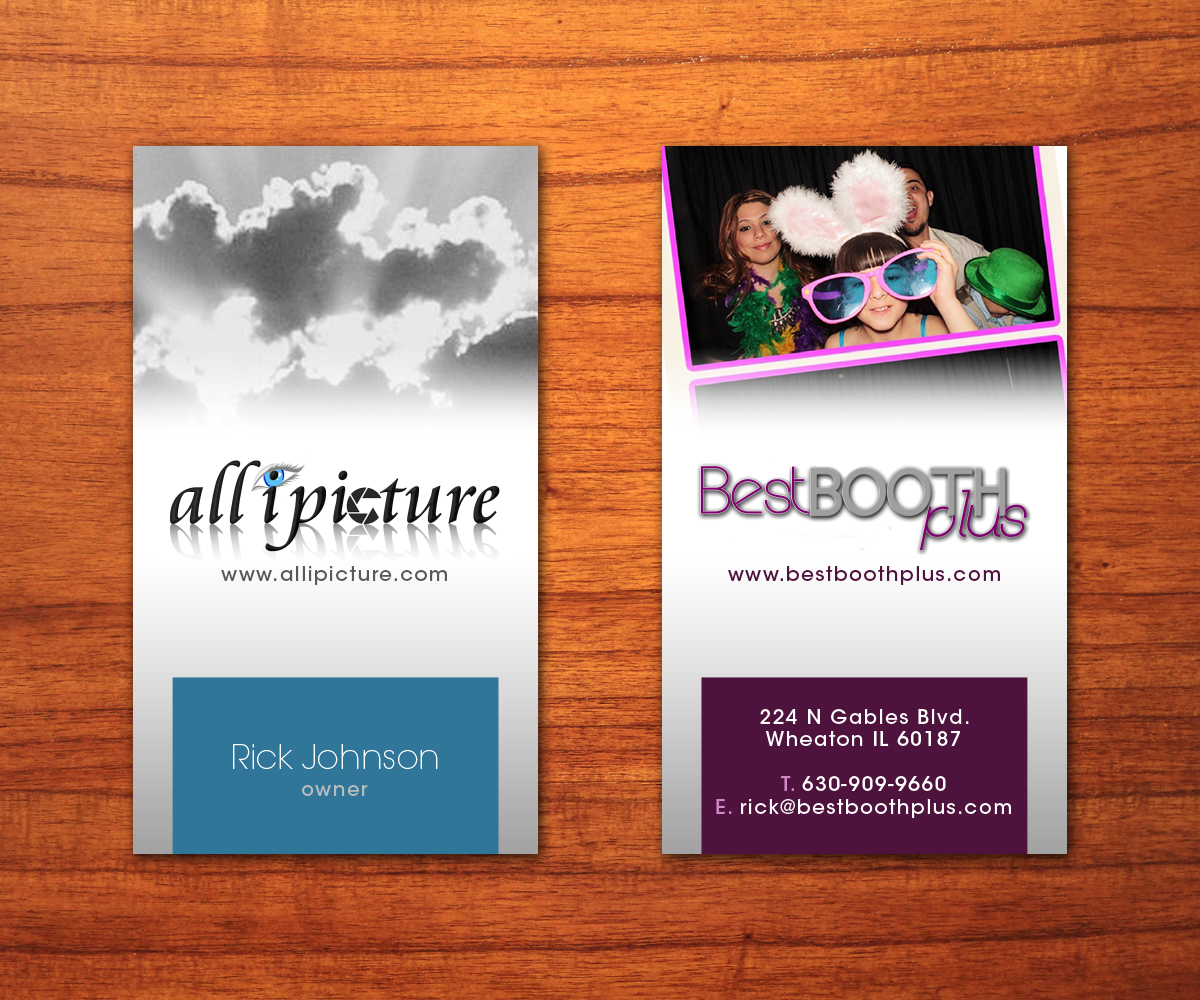 Business Card Design by Toblindfoldher Graphic Design for all i picture & Best Booth Plus | Design #3168851