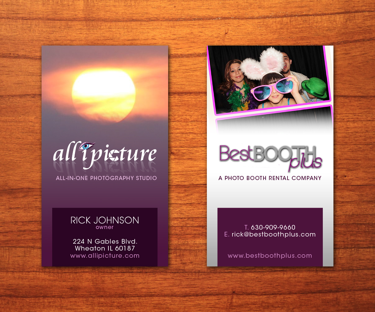 Business Card Design by Toblindfoldher Graphic Design for all i picture & Best Booth Plus | Design #3169583