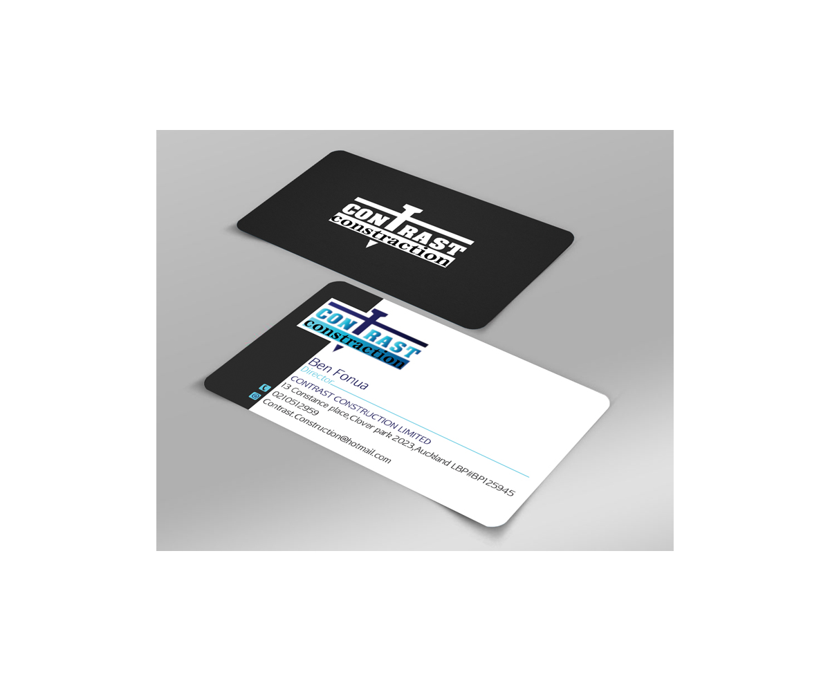 Business Card Design by Harshan for Contrast Construction Limited | Design #3199771