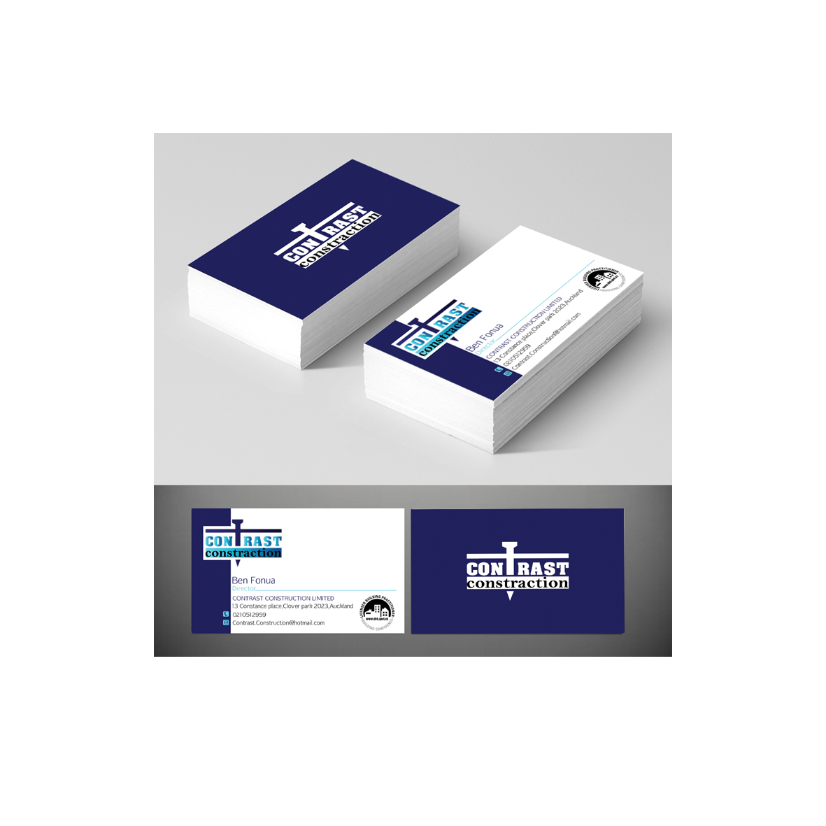 Business Card Design by Harshan for Contrast Construction Limited | Design #3199804