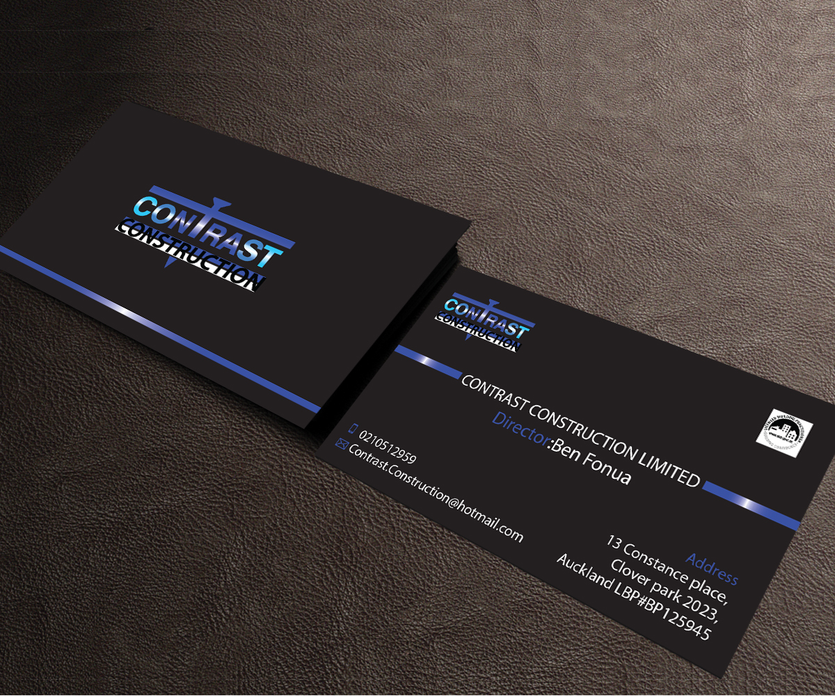 Design de Carte de Visite par Aaaron pour Contrast Construction Limited | Design #3195010