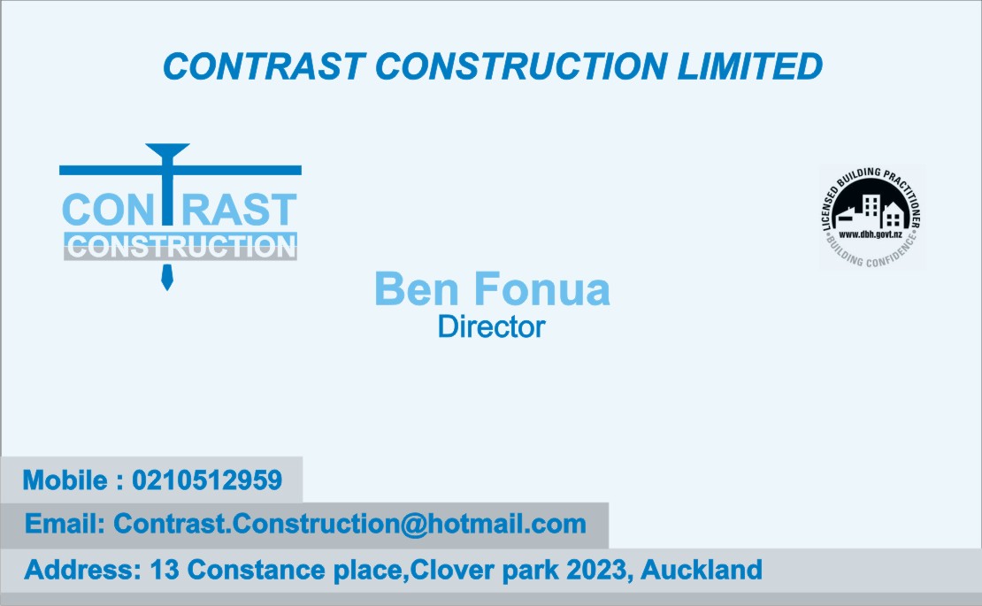 Visitenkarten-Design von mohitrao2013 für Contrast Construction Limited | Design #3190437