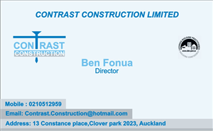 Business Card Design by mohitrao2013 for Contrast Construction Limited | Design #3190437