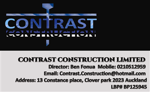 Business Card Design by aClem for Contrast Construction Limited | Design #3178820