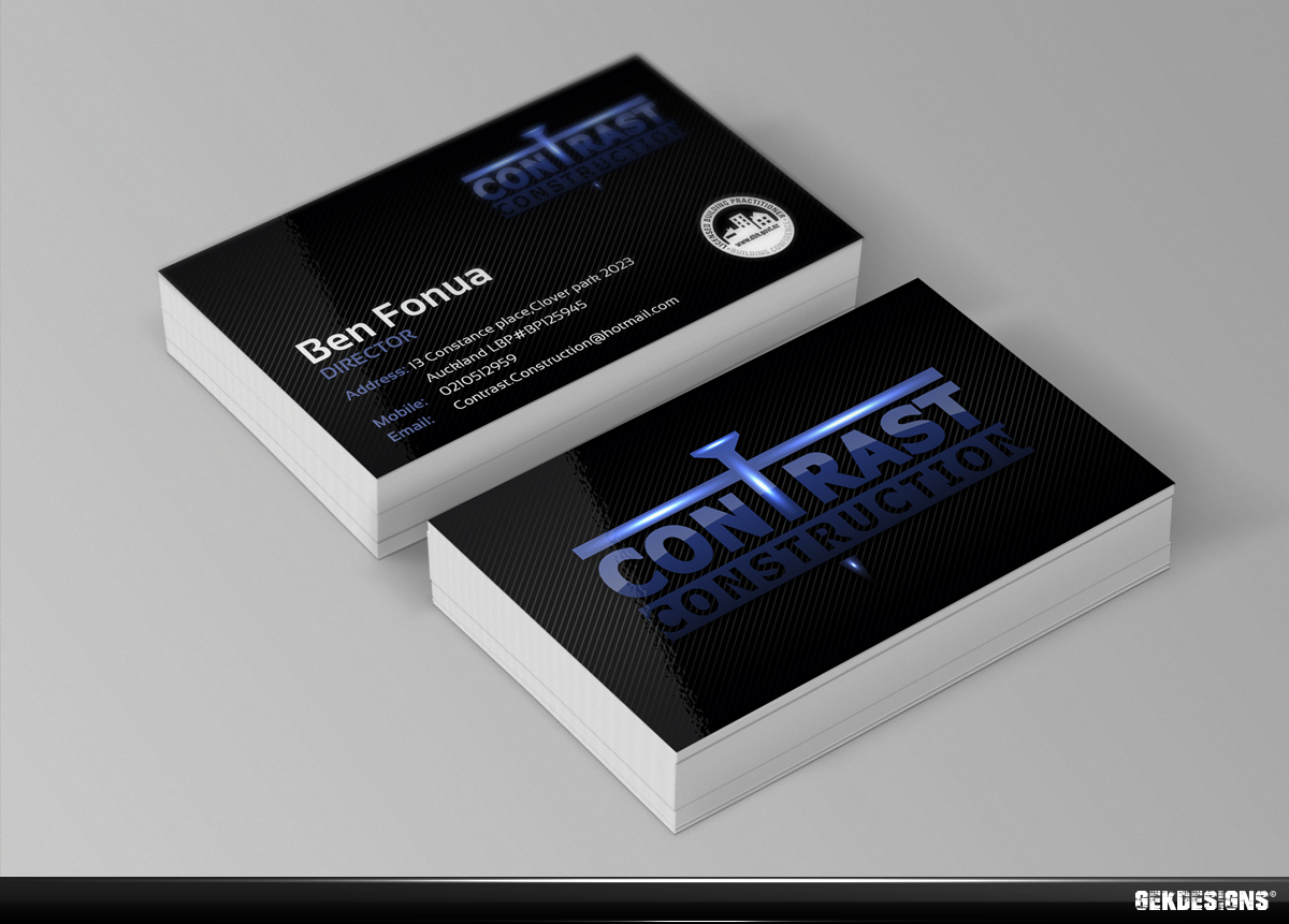 Business Card Design by gekgrfx for Contrast Construction Limited | Design #3187057